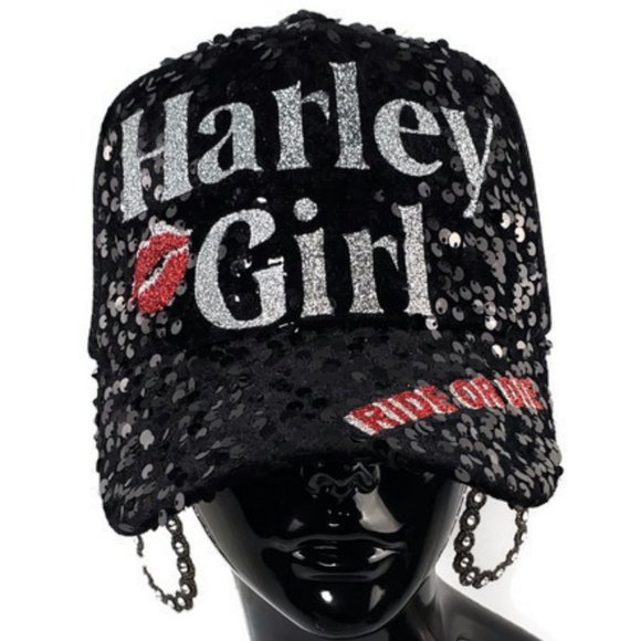 Harley Girl Ride or Die Sequin Cap with Shiny Glitter. - Picture 3 of 5